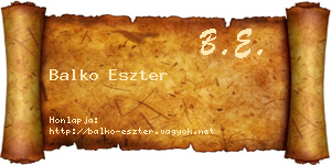 Balko Eszter névjegykártya